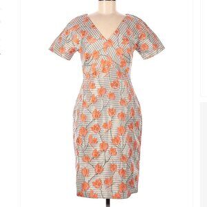 ALTON Gray Gray & White & Coral Floral Dress Size 6